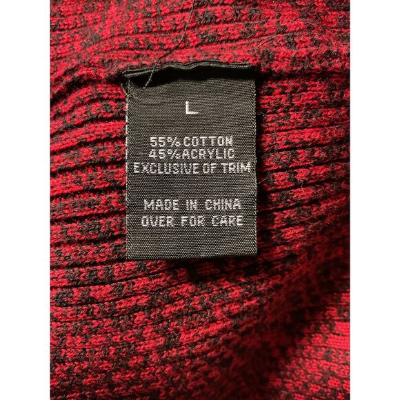 AGB Women's Long Sleeve Sweater‎ Dress Red Black Zip Shoulder Size L Knit - Picture 12 of 13